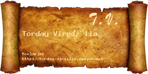 Torday Virgília névjegykártya